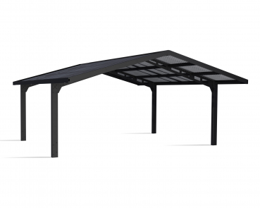 Palram-Canopia Doppel Carport SYDNEY APEX 6x6 Alu schwarz - gewelltes Polycarbonat solargrau